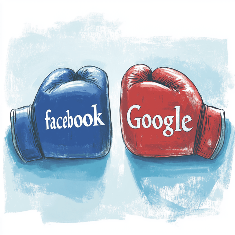 Google ads vs Facebook ads boxing gloves