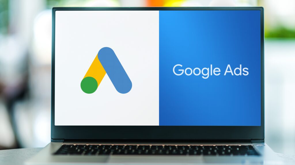 A laptop with the Google Ads logo