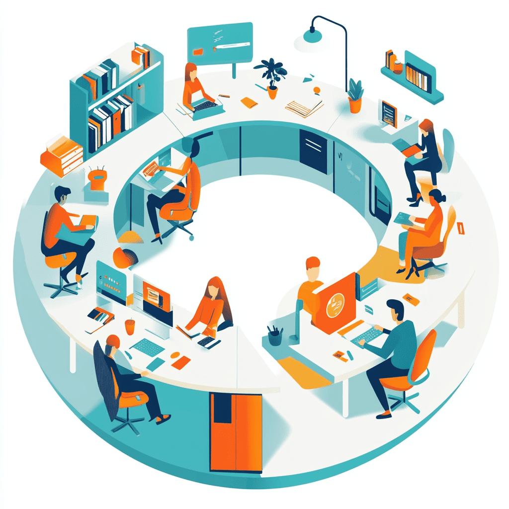 Vector art of people working in an office