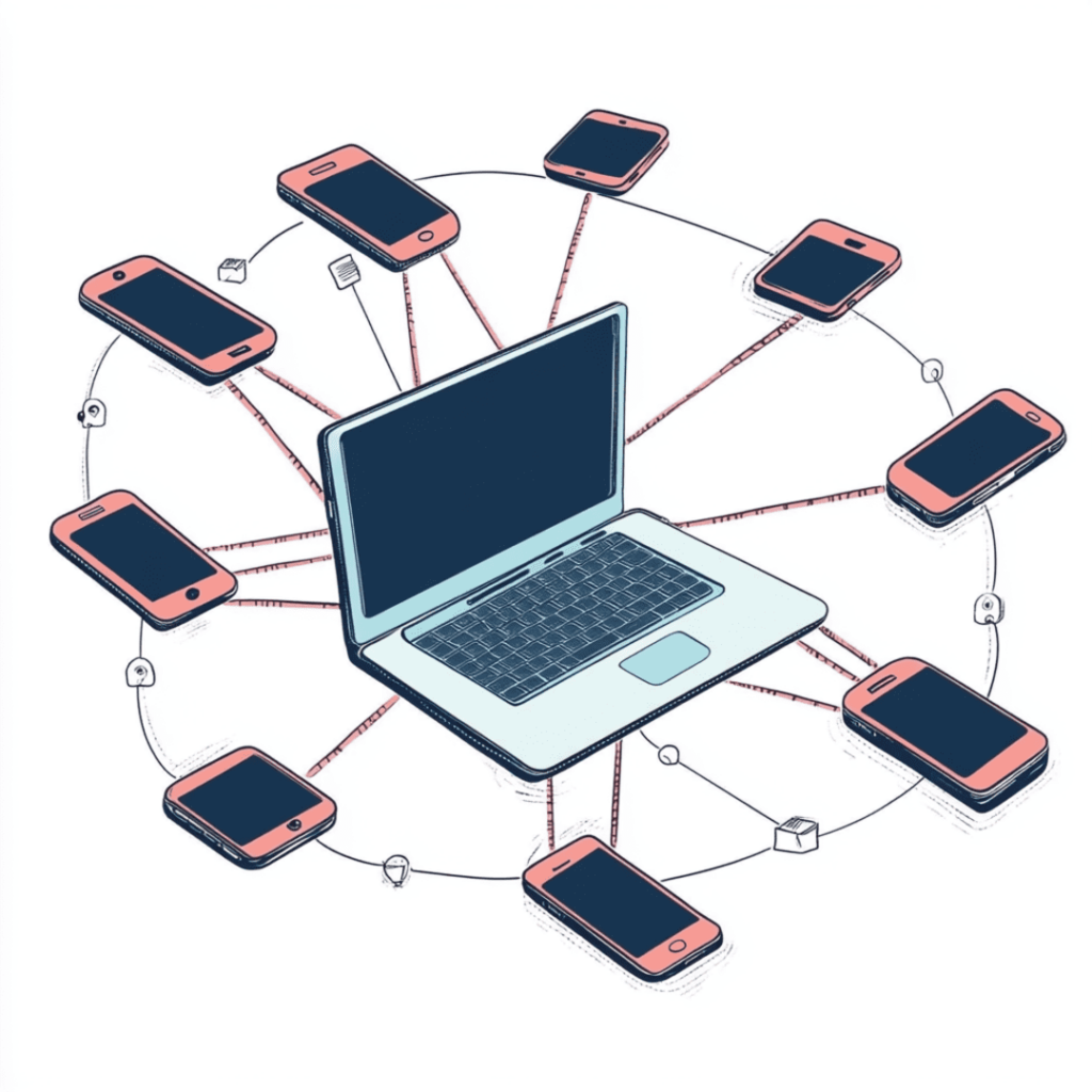 Laptop middle connecting mobi