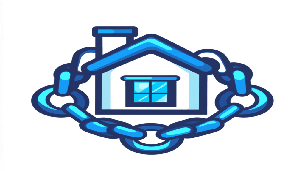 Vector art chains wraping around small hou